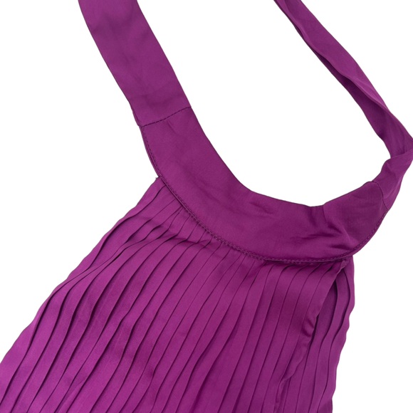 Lulus Totally Charming Purple Satin Pleated Halter Midi Dress Lulu’s Small NWT - Picture 11 of 13